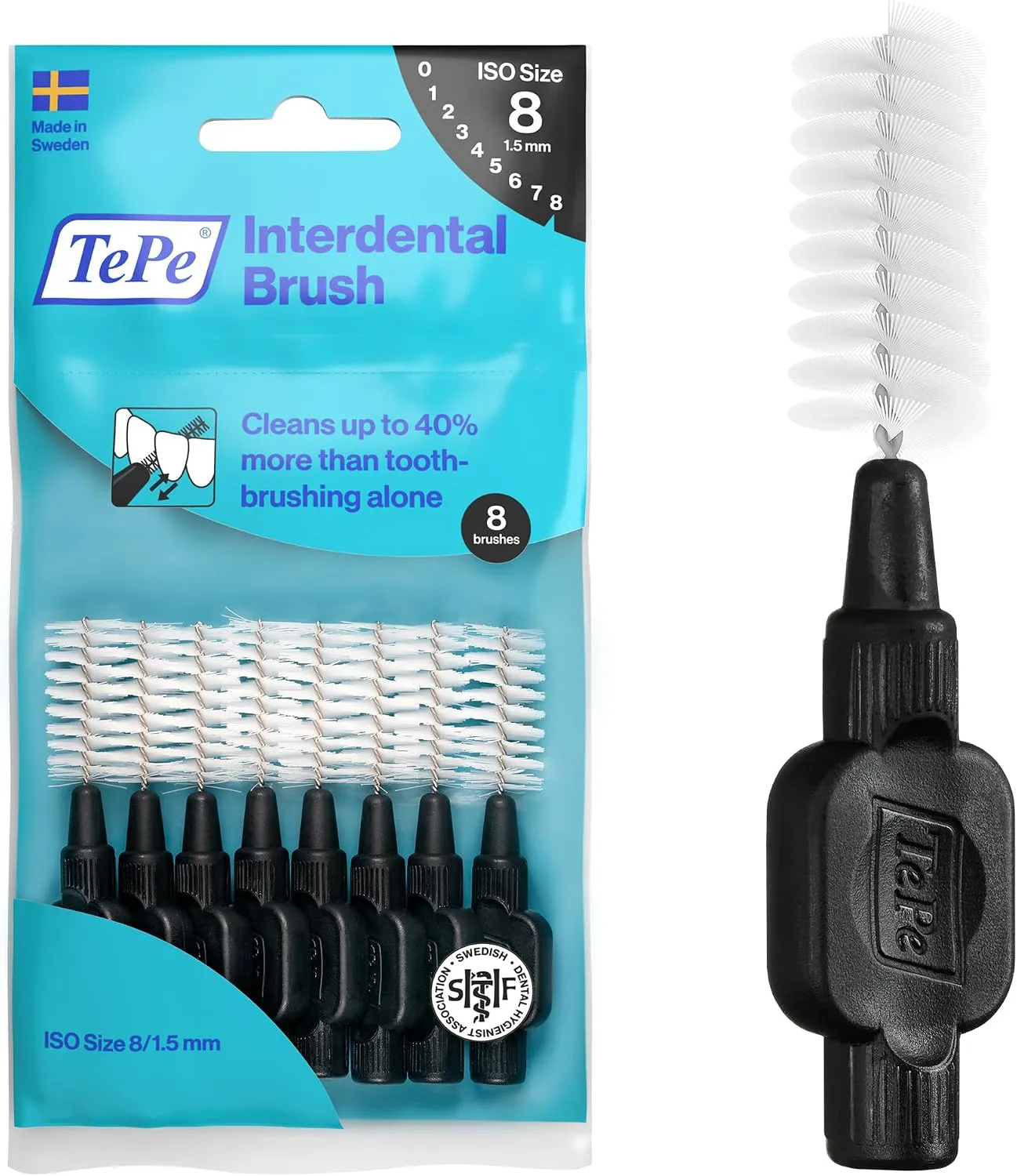 Tepe Interdentalbürste, Original, Schwarz, 1,5 Mm/ISO-Größe 8, 8 Stk.